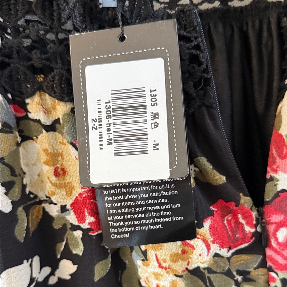 NWT Gorgeous Floral Black Maxi Dress Open Back Women Medium Lace Detail - Picture 12 of 17